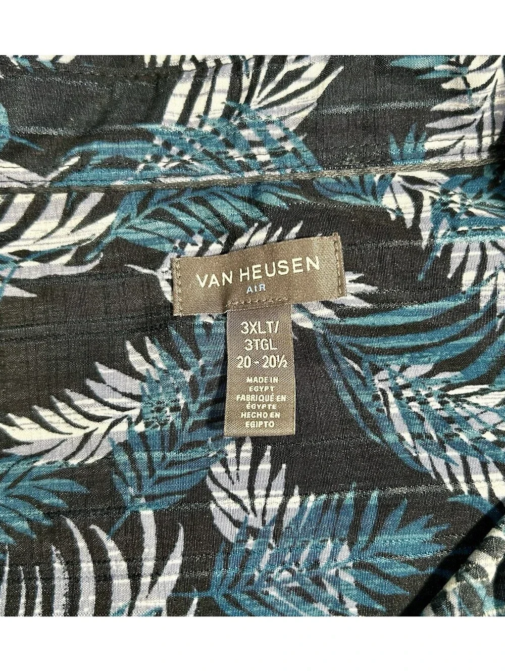 Van Heusen Air 3XLT Men's Tropical Floral Short Sleeve Shirt Blue/Black big and